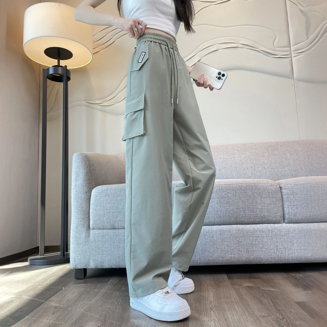 美式工装裤女夏季休闲运动裤宽松bf慵懒风拖地阔腿裤降落伞长裤子