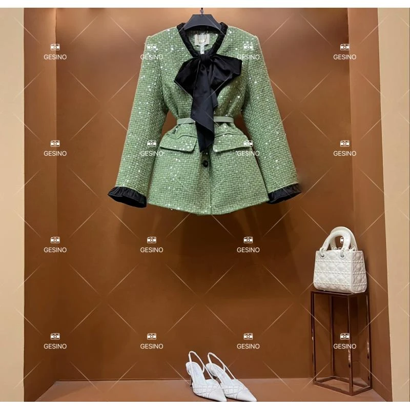 【悠悠】秋冬气质小香风时尚设计师中长款外套 QD-2025510