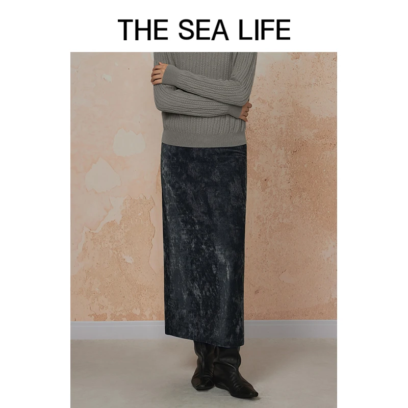 THESEALIFE欧海一生 印花半裙冬收腰显瘦A180022