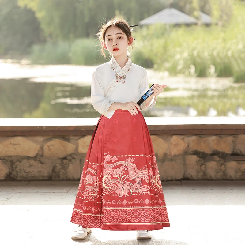 马面裙女童高端中国风明制儿童汉服秋款古风改良古装大童中秋套装