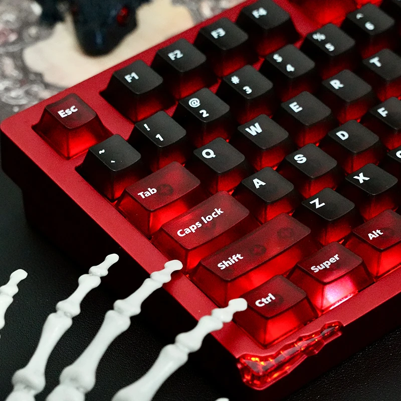 NORIIY骆砾黑红透磨砂雾透PC键帽移印原厂高度透明120机械键盘帽