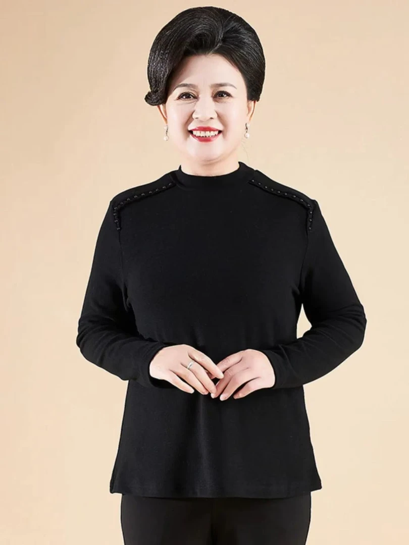 秋冬新款半高领打底衫中老年内搭小衫气质大码高档中老年妈妈装