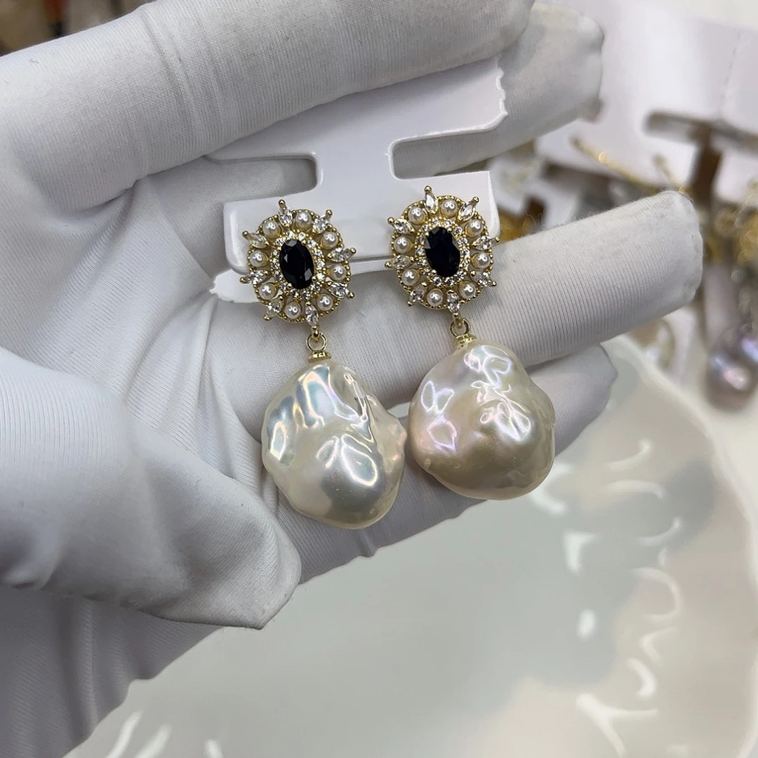 淡水珍珠耳饰合金