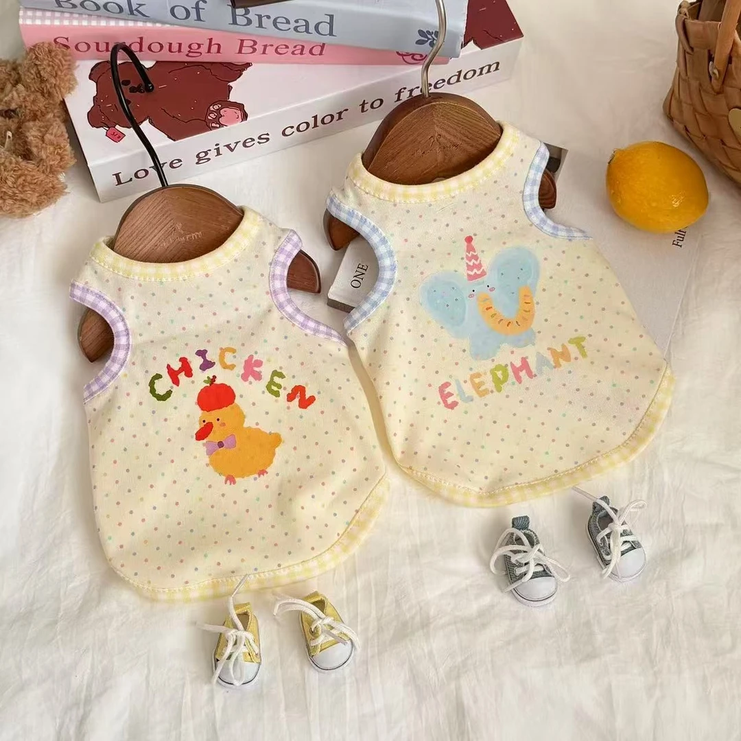 春夏款卡通宠物衣服棉短款背心