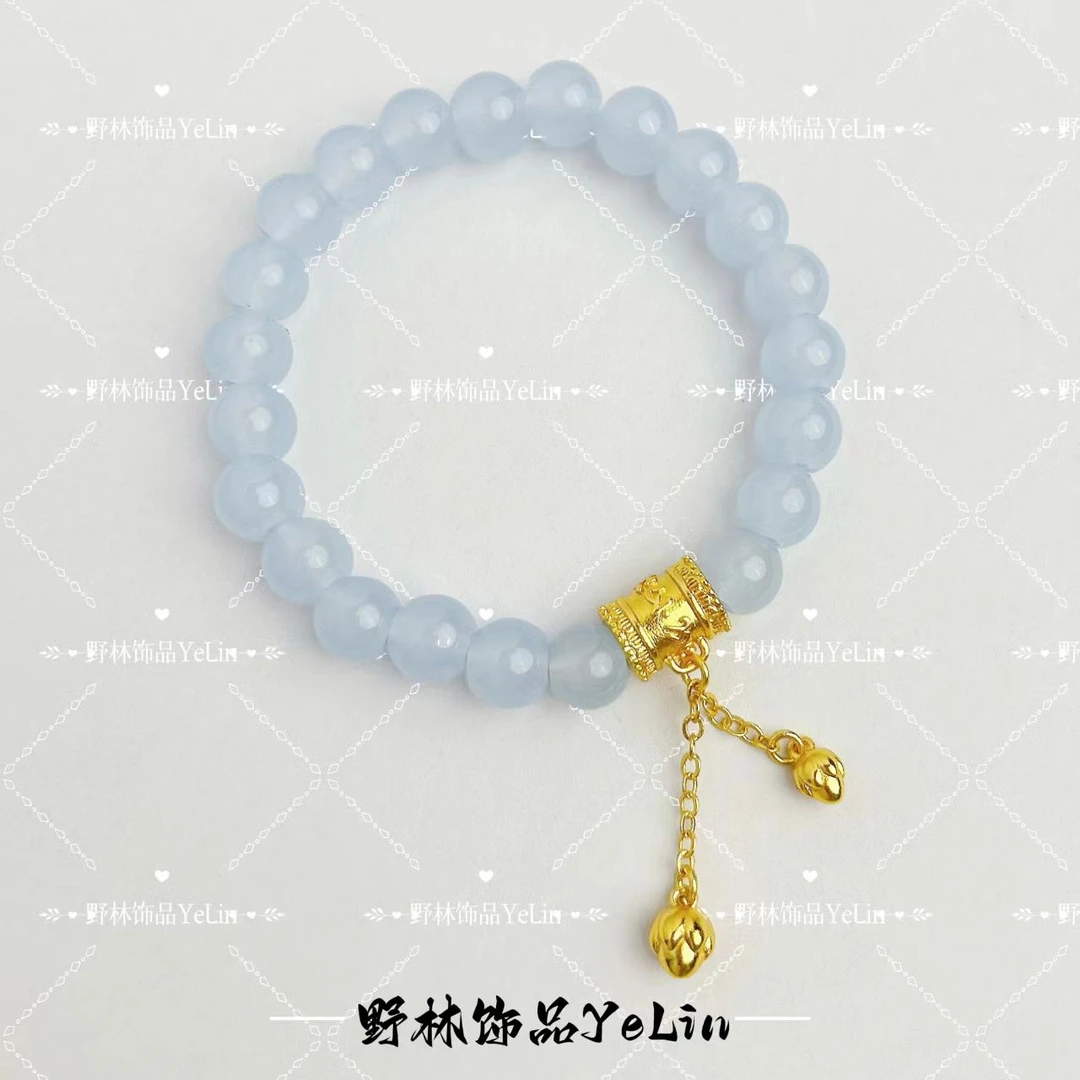 铜合金手链 铜合金新中式国风人间烟火六字流苏珠珠两世欢手链