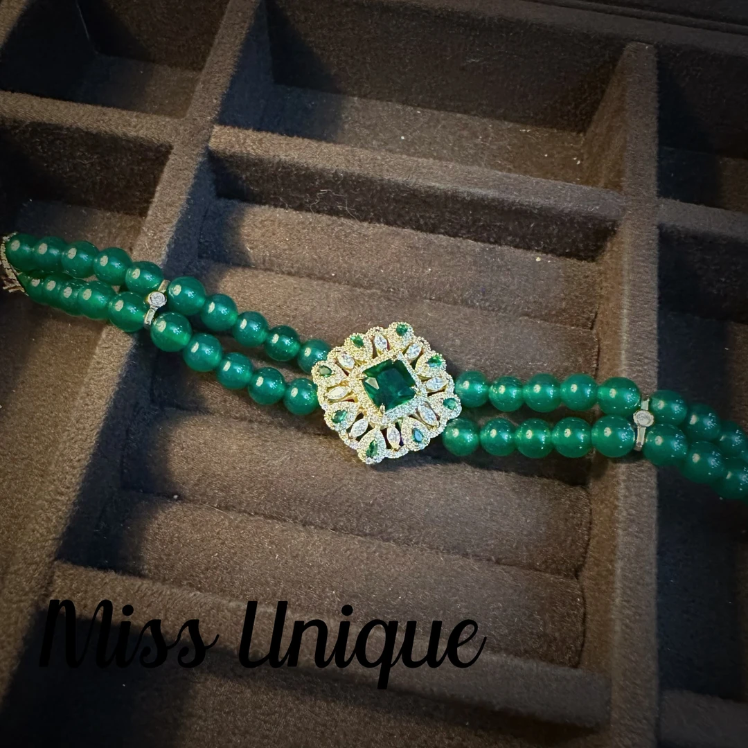 D5078绿色几何绿珠珠手链