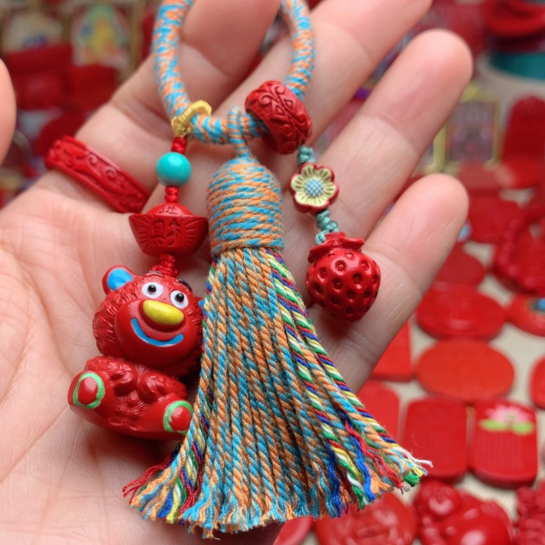 天然辰砂工艺品朱砂钥匙扣包包挂