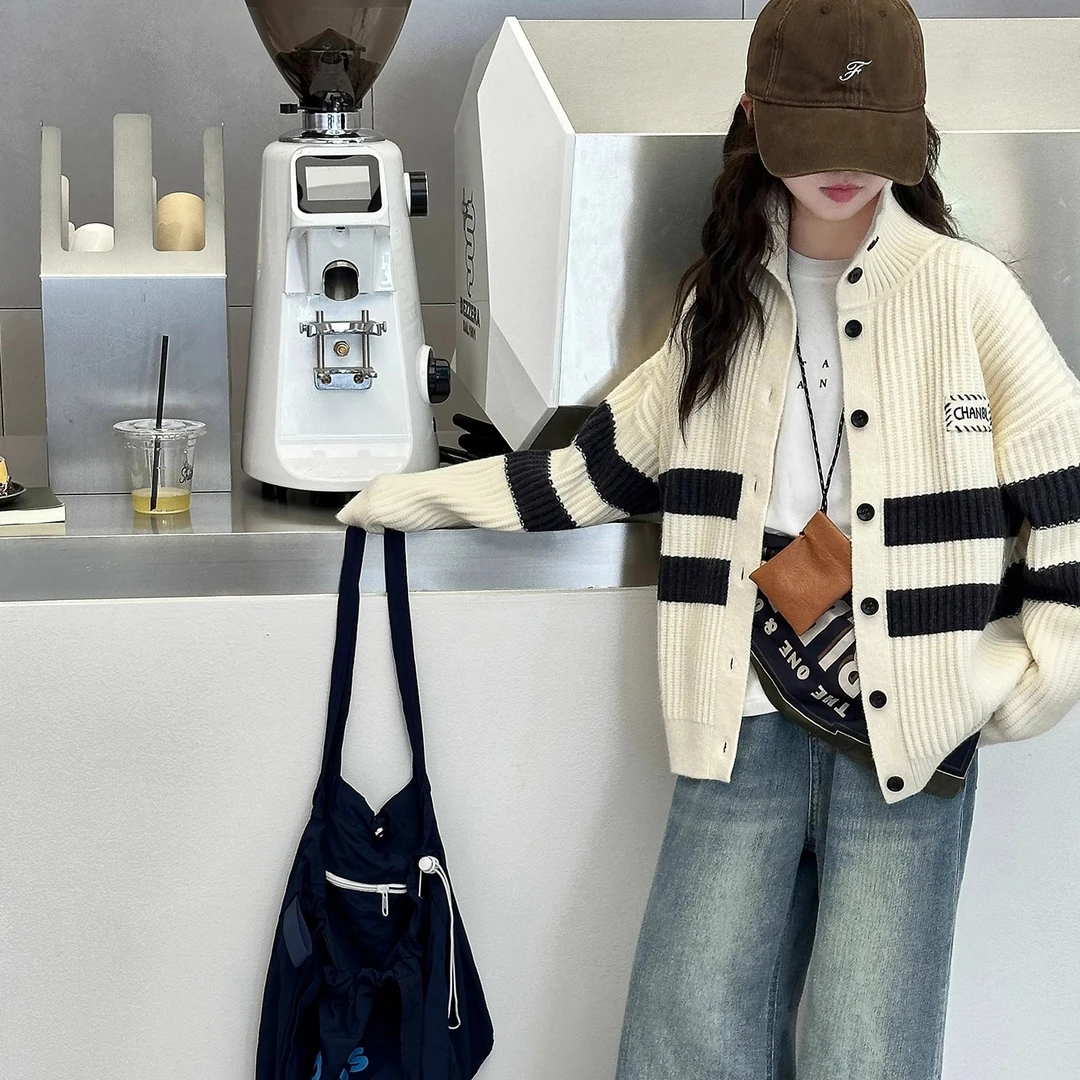 女童针织开衫外套2025新款秋季女孩大童洋气上衣儿童韩系秋装外套