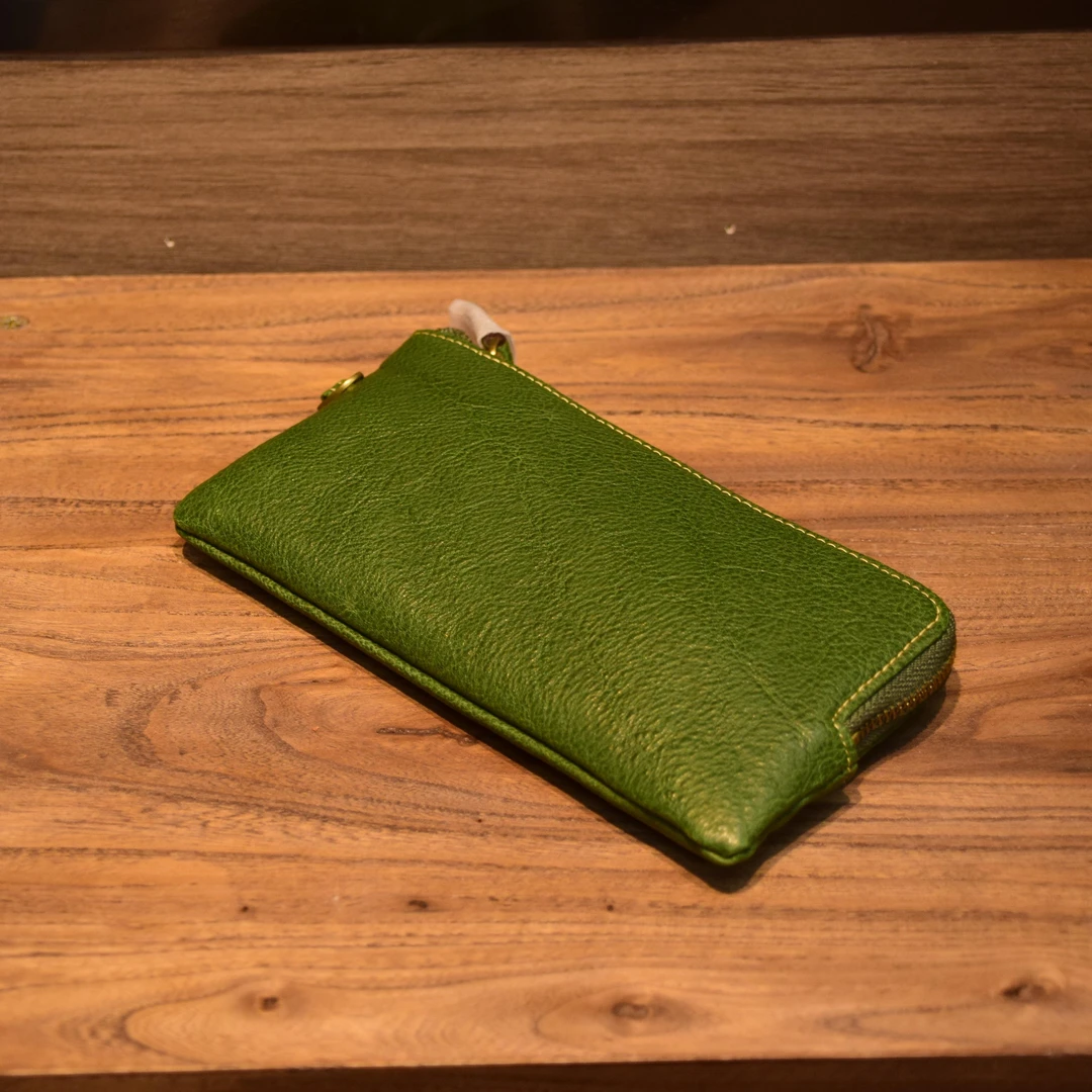 大峰皮堂手工皮具手机包中性零钱包头层软牛皮复古长款皮钱包男女