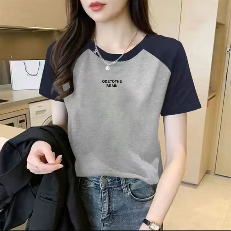 设计感短袖女纯棉t恤2025百搭洋气上衣夏季新款插肩袖宽松显瘦潮
