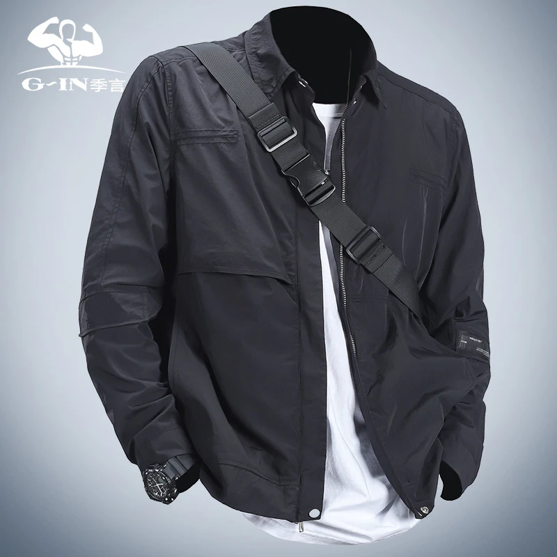 季言2025新款今年流行爆款夹克外套男士翻领行政商务休闲短款上衣