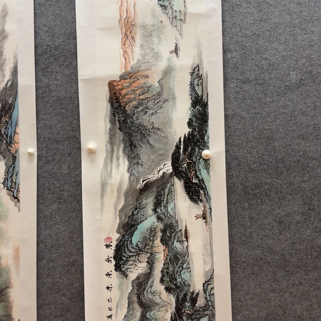 国画刘学志四尺对开作品山水