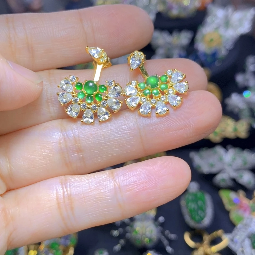 翡翠银S925镶嵌套链天然翡翠