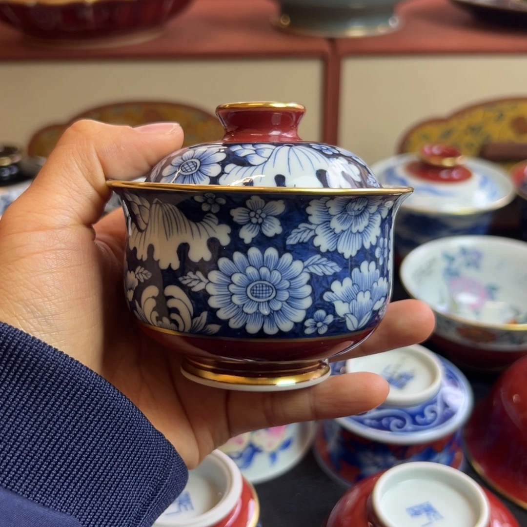 一如山房万花盖碗