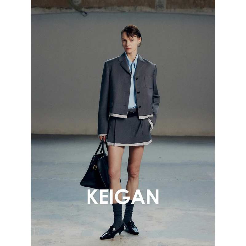 开间黑标/意大利MARZOTTO英国羊毛M1U风可拆卸皱边西服套装