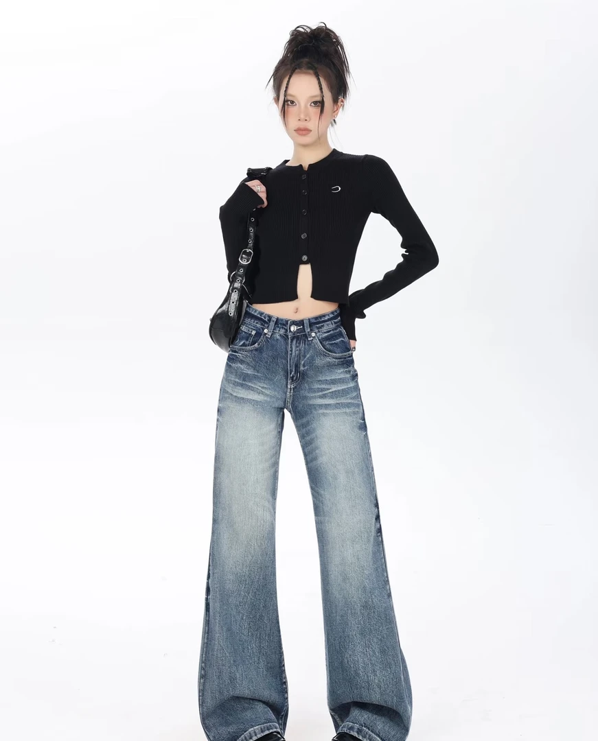 【直播链接】高腰显瘦牛仔裤2025新款百搭宽松默认瑕疵-介意勿拍