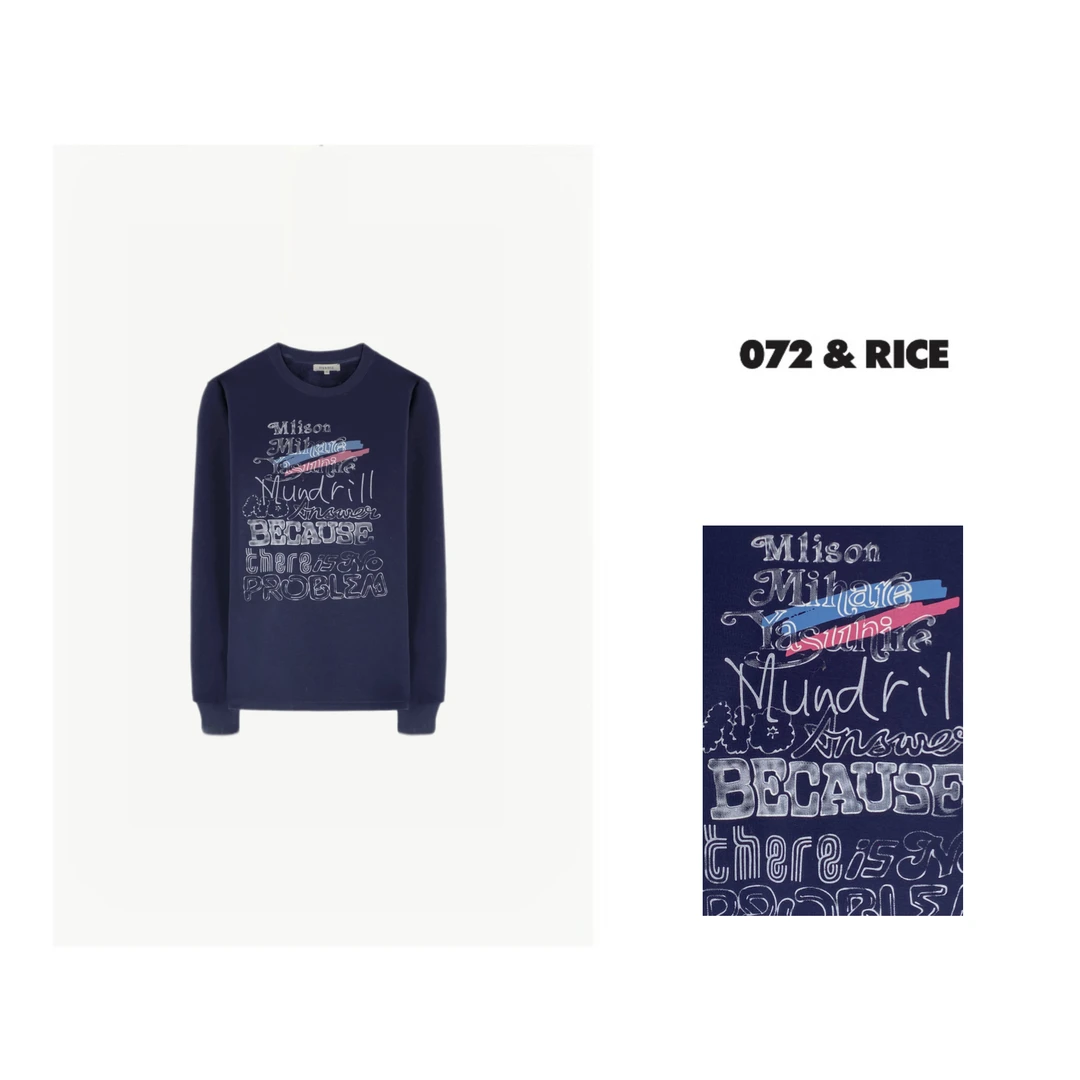 072 & RICE【艺术生】圆领印花长袖加绒加厚卫衣 W0354L 618FF