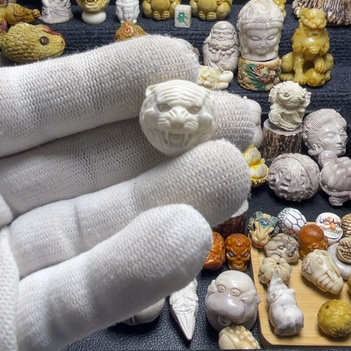 无非金属百**忌配饰鹿角雕刻老虎三通