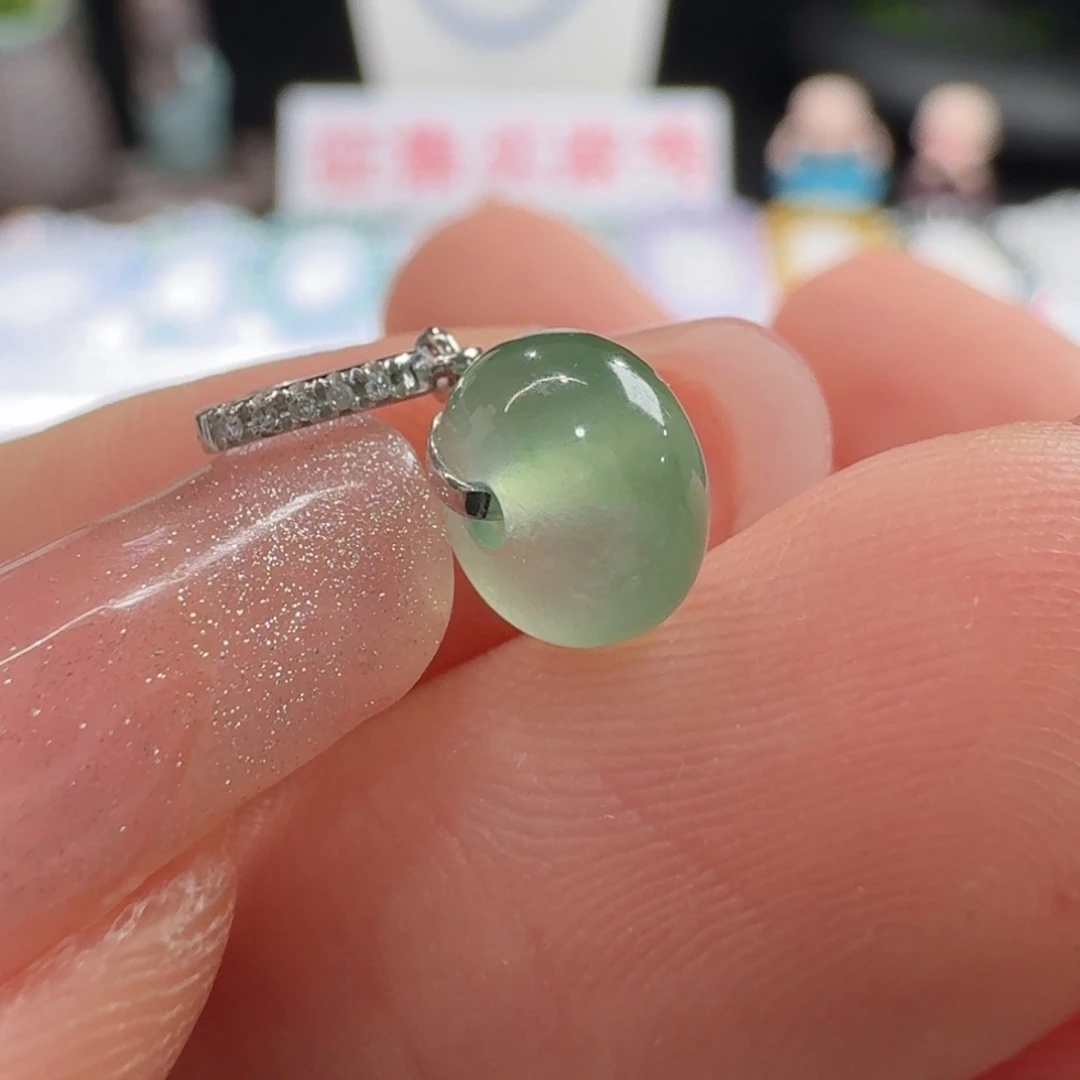 翡翠未镶嵌手链高冰晴绿鼓珠滴溜卡7.5-5 福利！