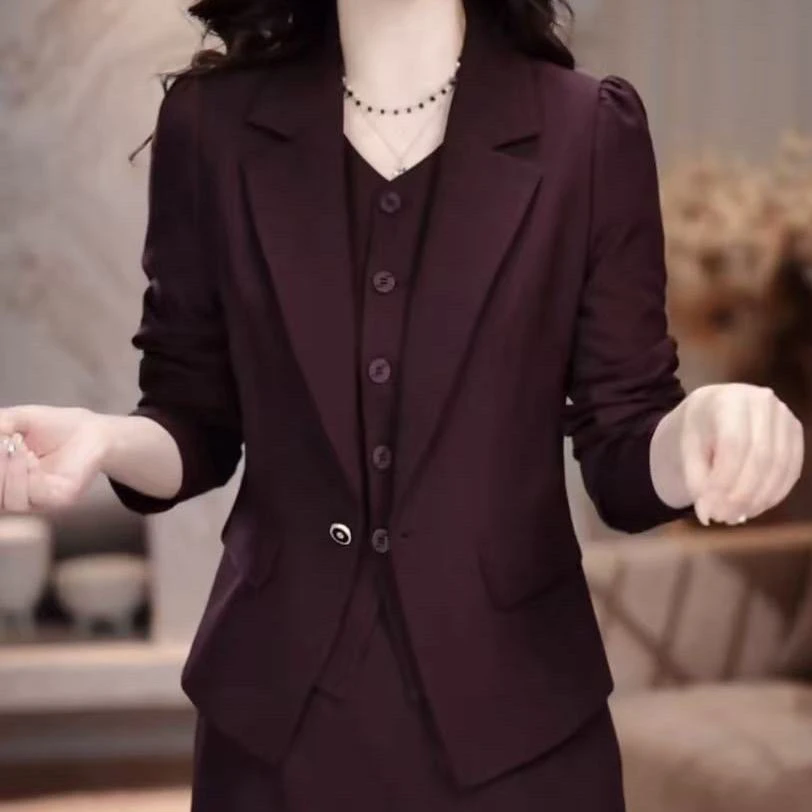 高级精纺外套裙子两件套装礼服裙2025秋季新款优雅气质显瘦连衣裙