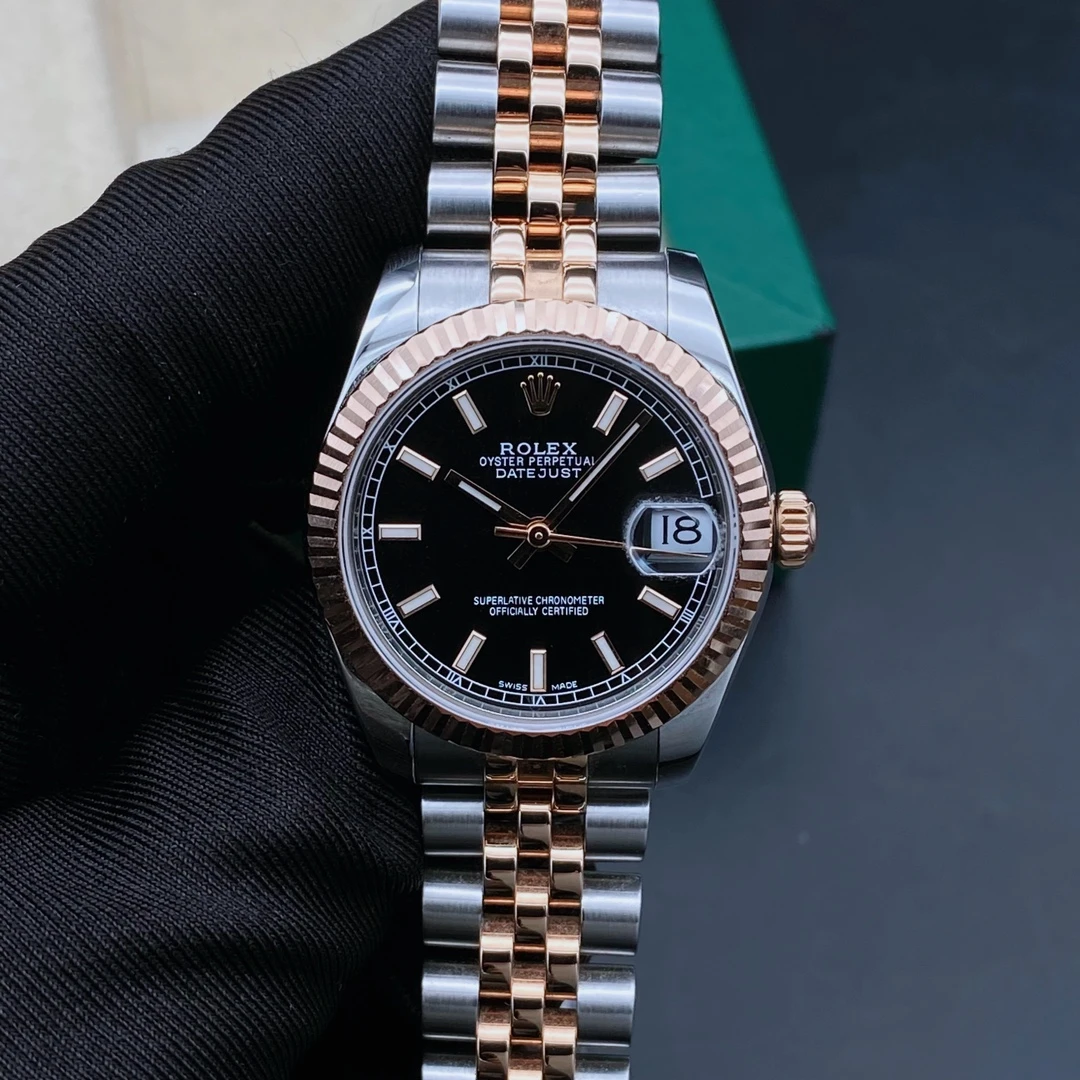 99新 Rolex/劳力士 定金链接日志178271黑盘/机械女表/表径31