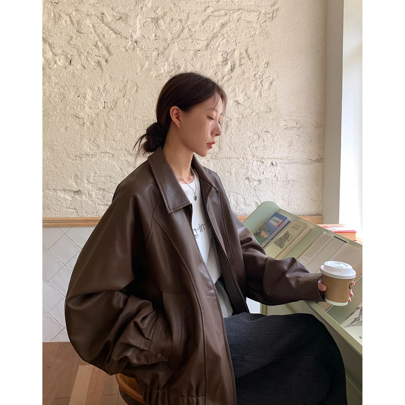 Vs what高级感韩系短款休闲皮衣女