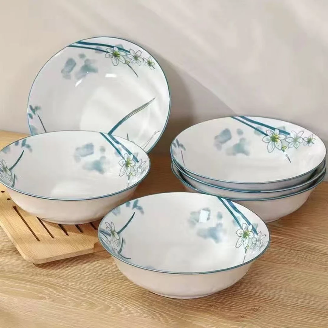 水仙花7英寸面碗 6个装 破损联系客服补发