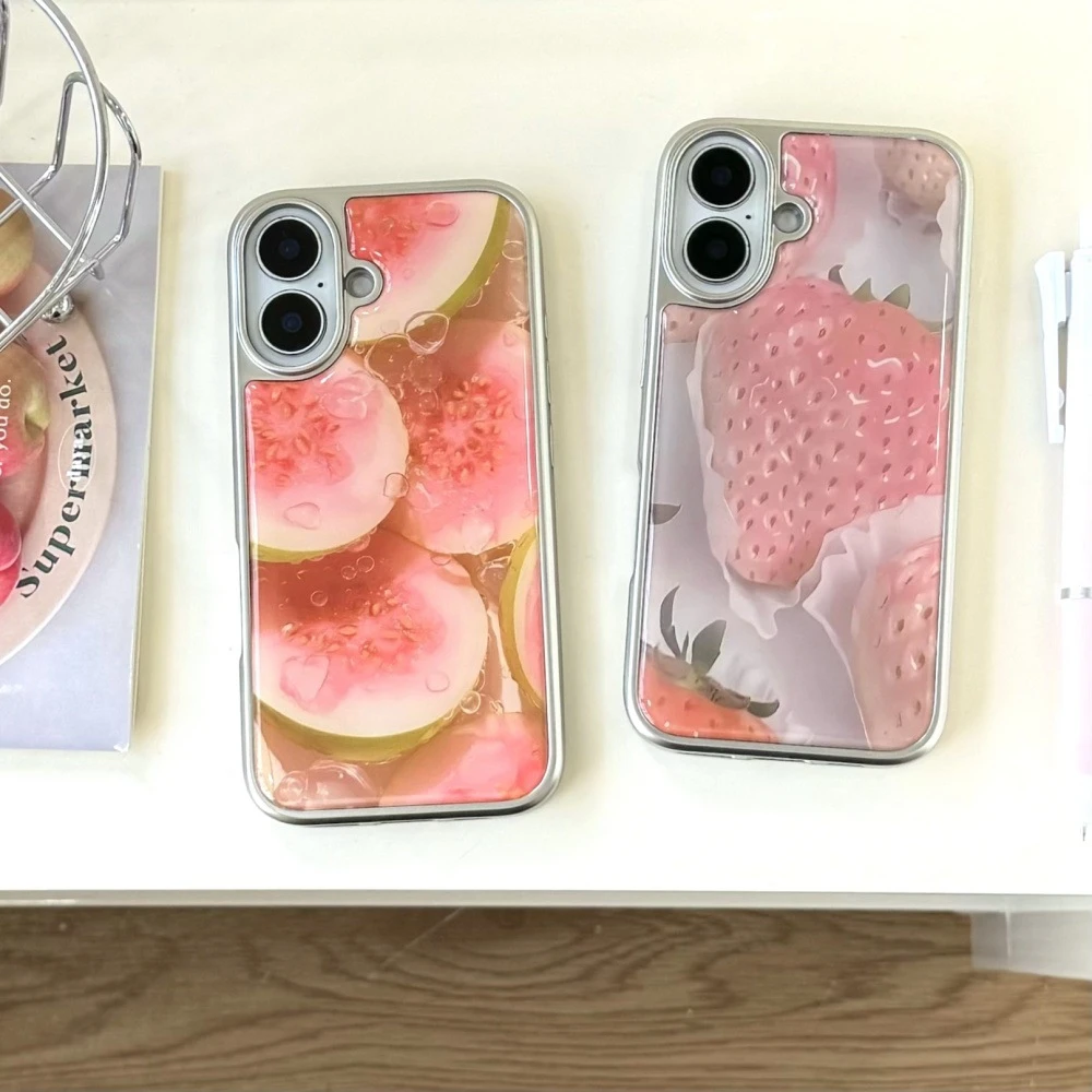 兰知春序16PROMAX芭乐草莓手机壳iPhone15PRO滴胶壳14/13全包防摔