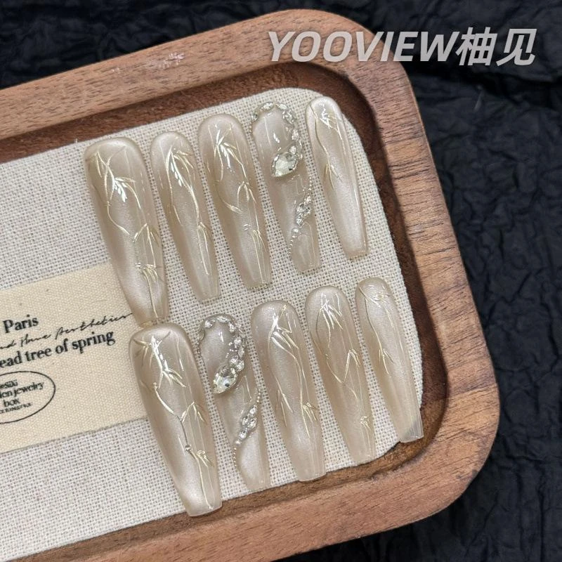 高级感穿戴甲【兰亭】高定国风清冷复古新中式竹子灵蛇可拆卸手裸