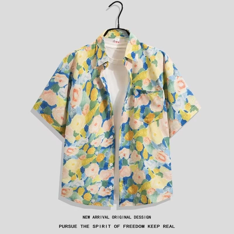 【Rich】港风复古花衬衫短袖泰式夏威夷风设计感痞帅宽松衬衣男女