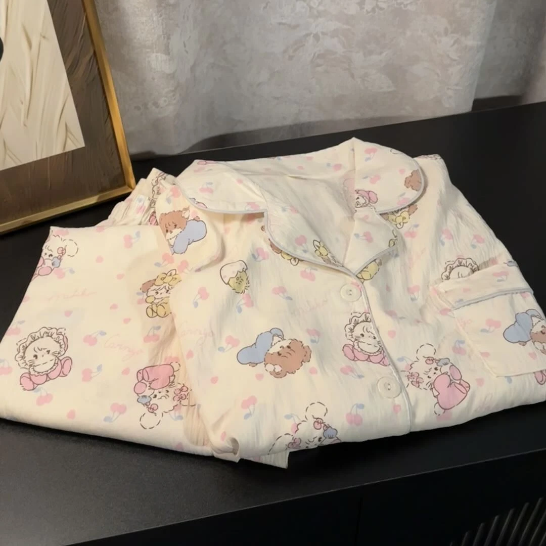 『猫星崽』睡衣女春秋季薄款云朵棉长袖长裤宽松卡通家居服套装