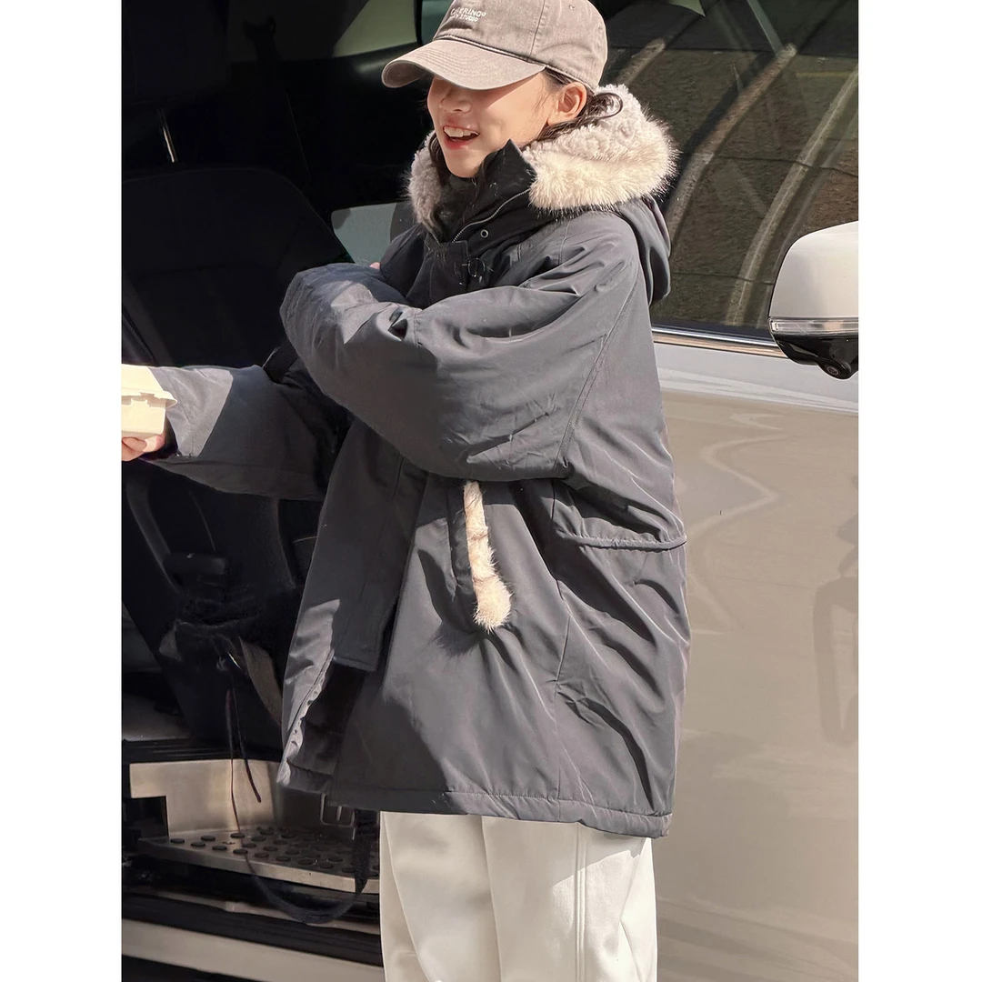 K30028孙小美女童中长款派克服秋冬装新儿童棉衣毛领夹棉加厚外套