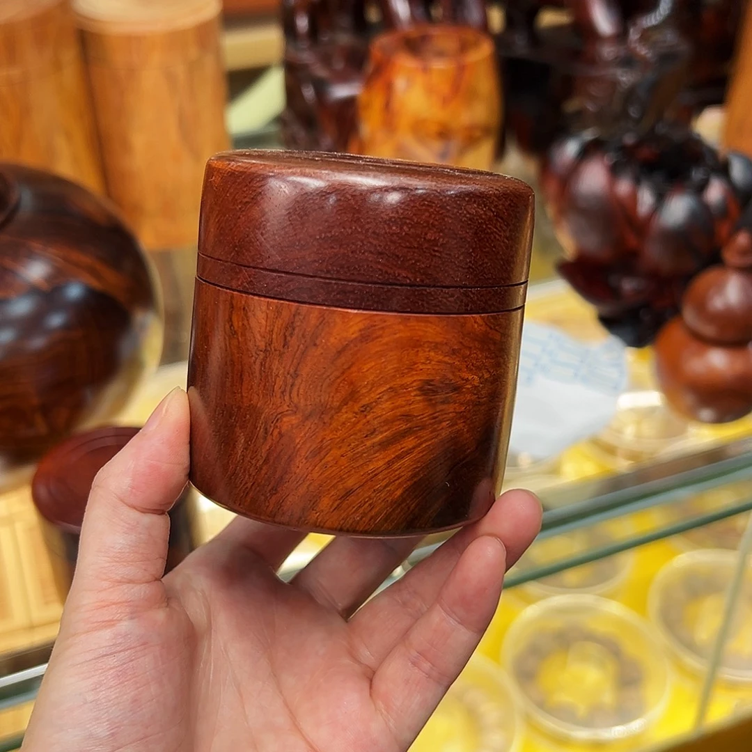 D***3香榧木缅甸花梨木小罐子