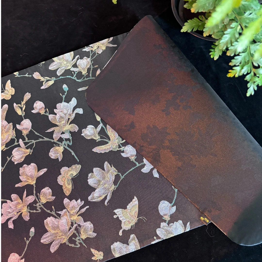 【南风】遇春秋  玉兰花双面织锦大茶席 66x38尺寸