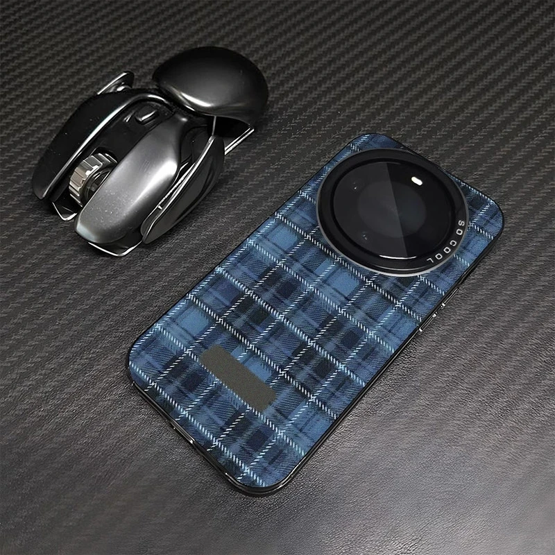 蓝色格纹适用华为mate70Pro手机壳mate60小众P70/60/50防摔保护套