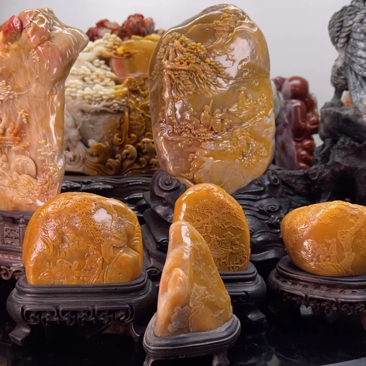 用***8田黄石4个南田田黄石