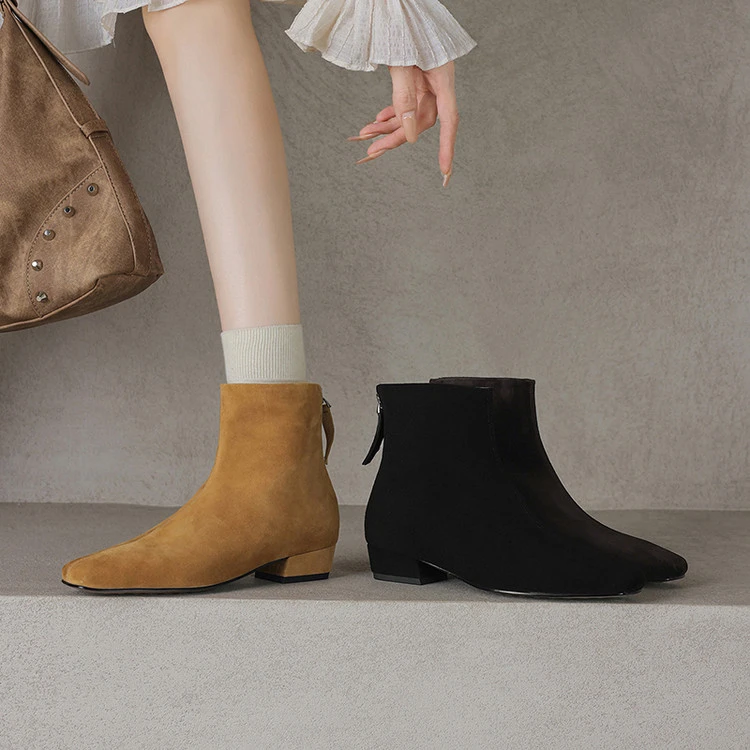[2.5cm] 法式气质百搭粗跟短靴秋冬韩版小众简约风时尚短靴49 133
