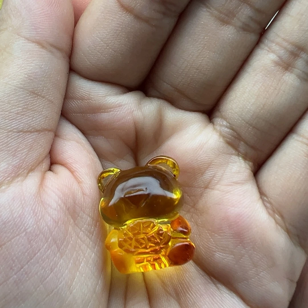 琥珀未镶嵌珠宝奇石玫瑰花小熊