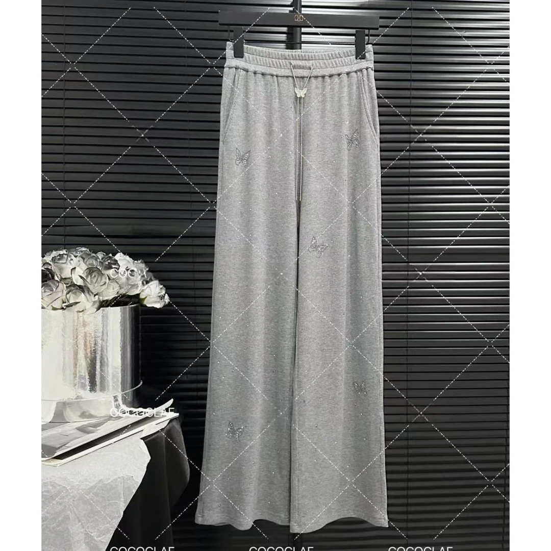 新款-双排烫钻蝴蝶链阔腿裤Q24BK1720