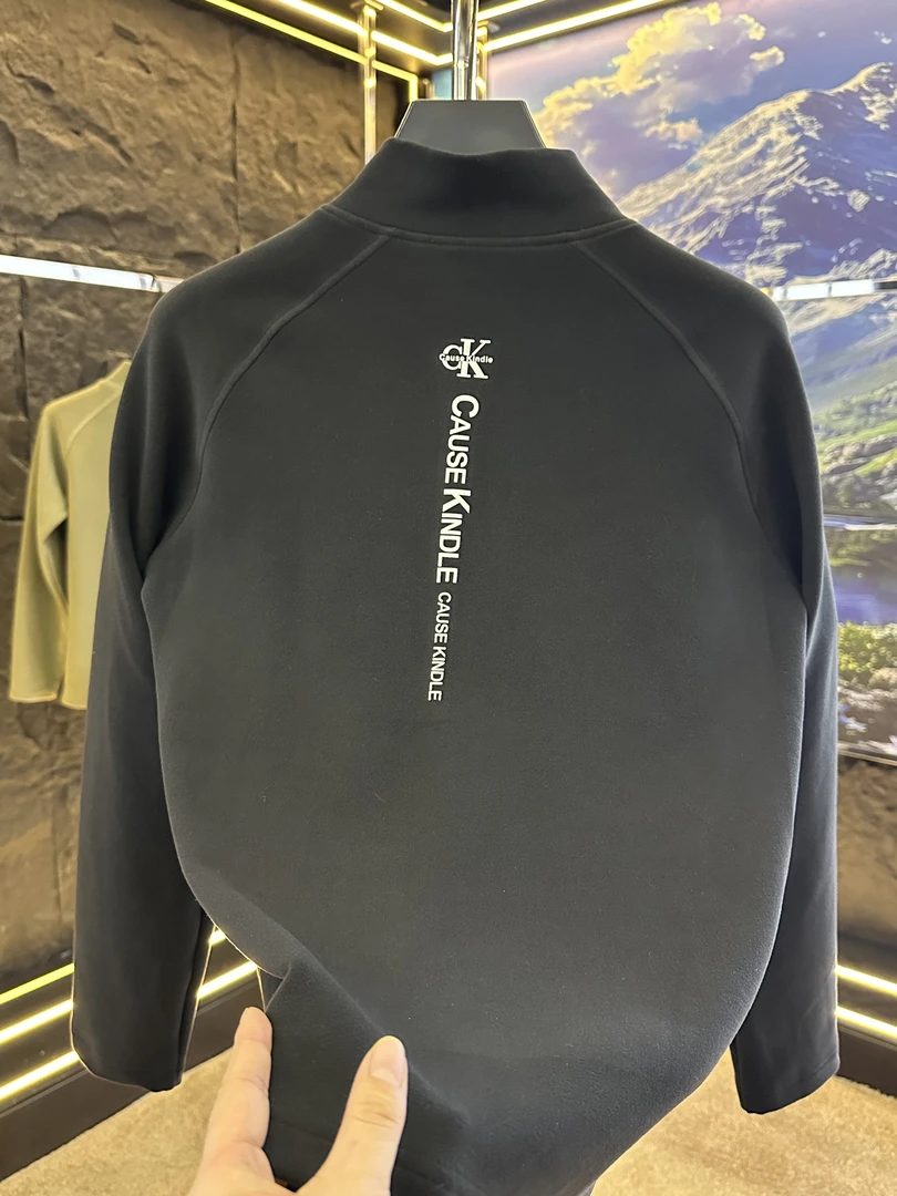 秋冬加绒新款半拉链户外运动男款长袖打底衫-K1