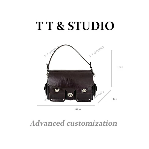 【TT Studio】SD-3918-1-坞木色RAIN.CUN简约腋下斜跨轻奢女包