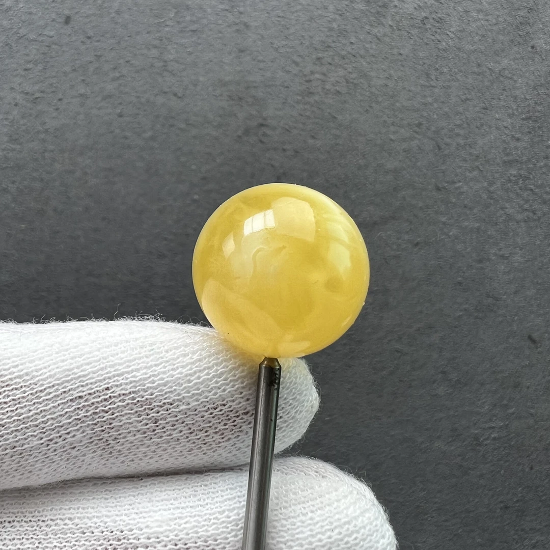 Y7806天然原矿蜜蜡18.2mm圆珠 支持鉴定假一罚四