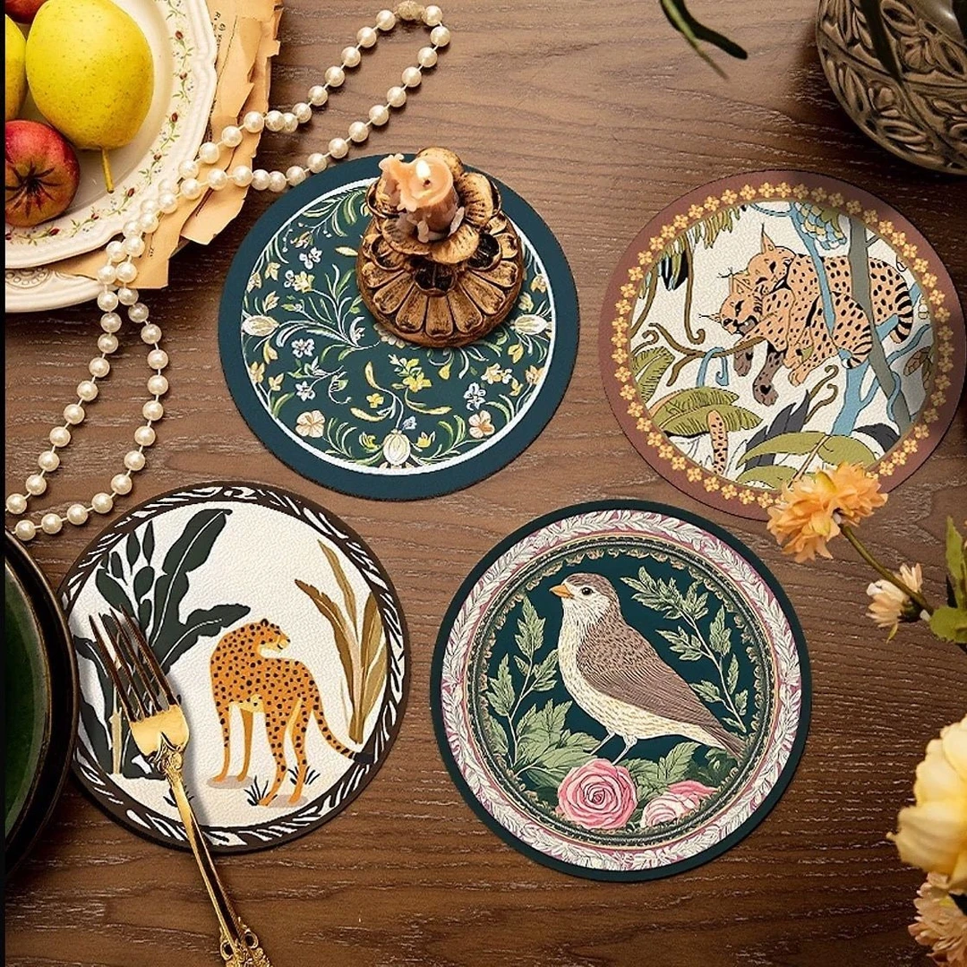 【四件装】隔热垫杯垫防烫垫家用办公室简约高级圆形防滑盘子垫碗垫