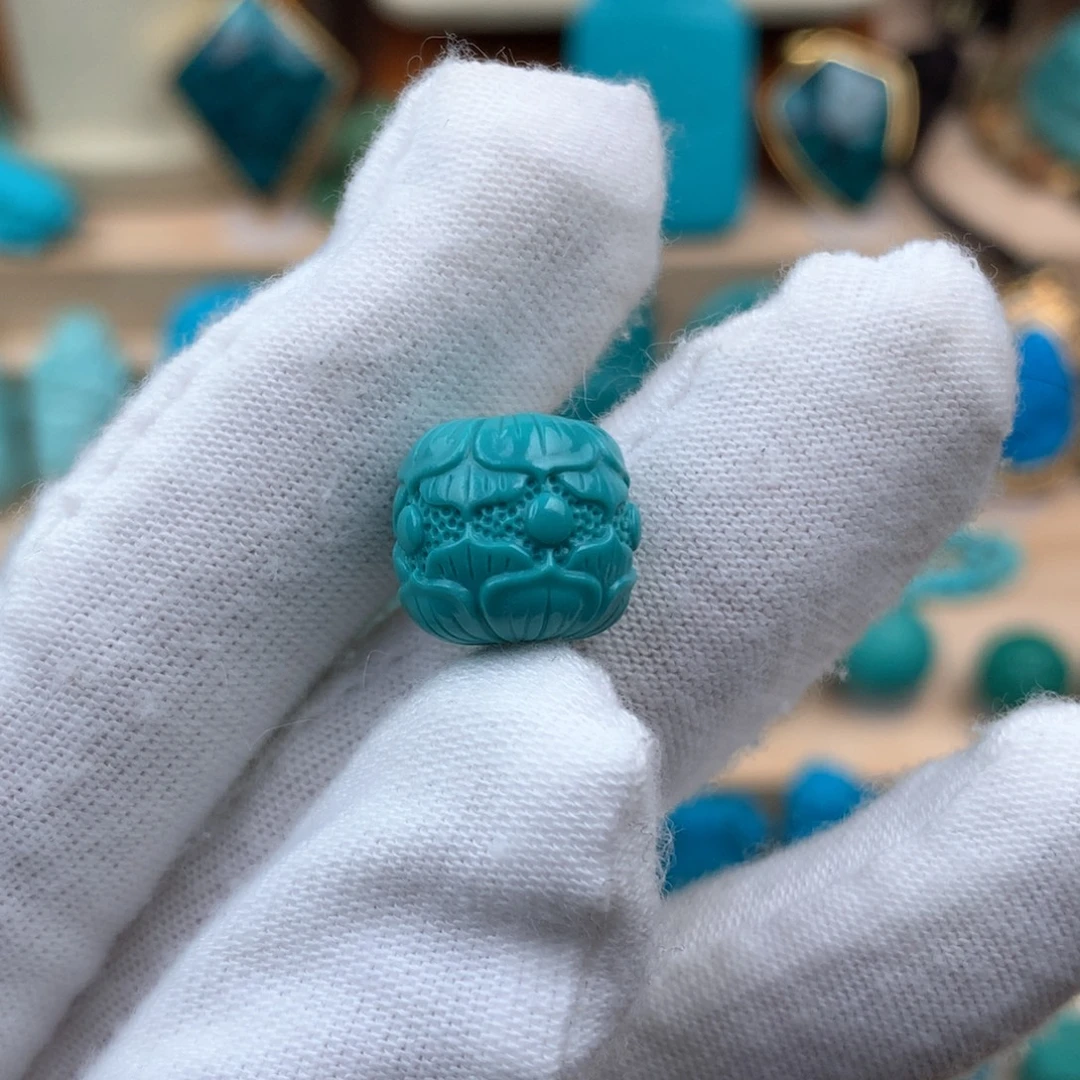 绿松石未镶嵌莲花珠12