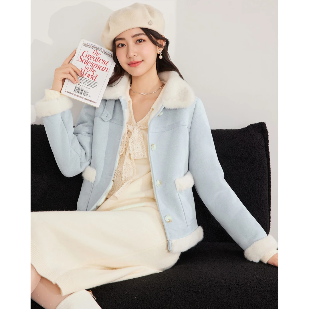 IEF/爱依服2025冬季新款韩版时尚气质百搭加厚保暖磨砂皮外套