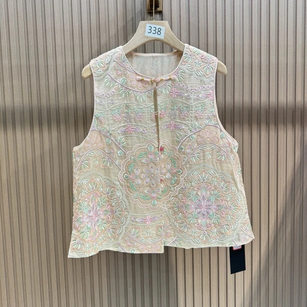 510 新中式桑蚕丝刺绣马甲