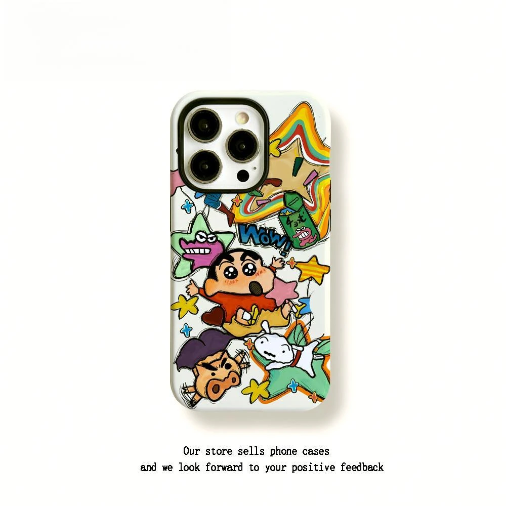 Lucky二合一菲林彩色小新适用iPhone16/15手机壳华为vivo小米oppo