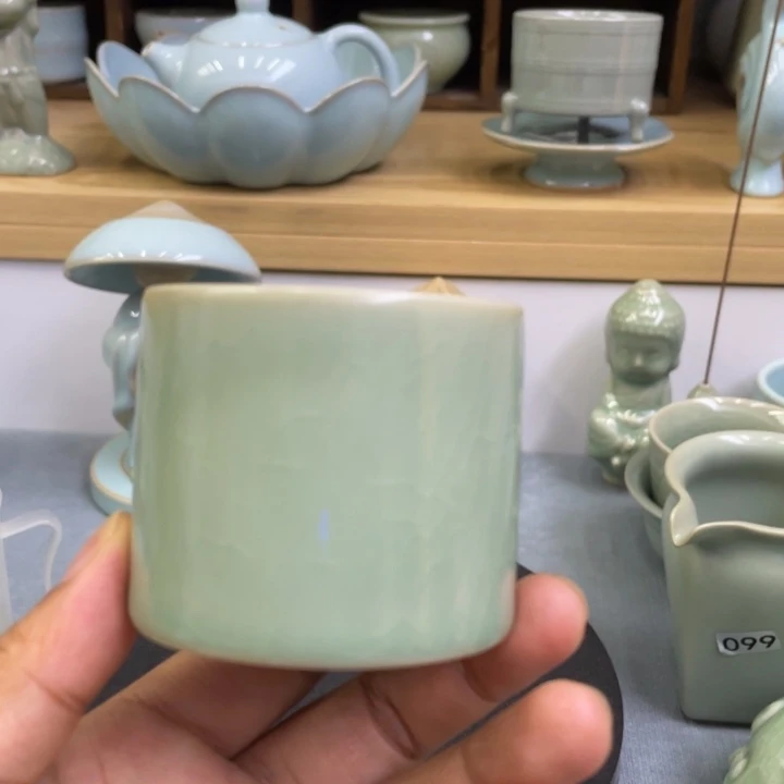 杯子仿古豆绿扳指杯
