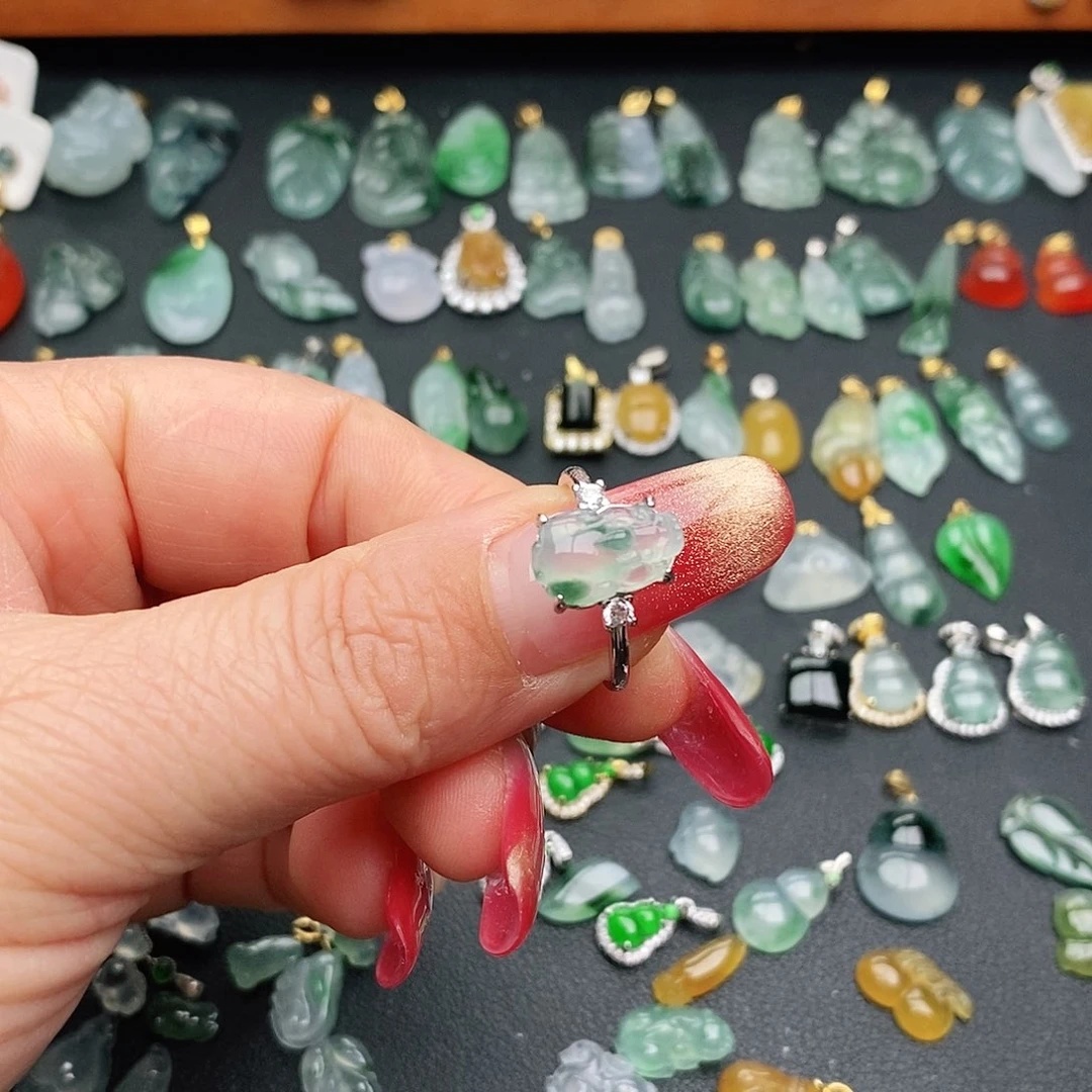 翡翠戒指银S925镶嵌晨*戒指