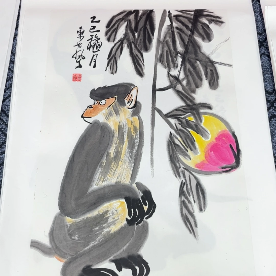 国画四尺三开花鸟